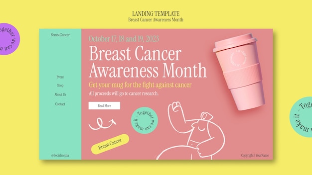 Free PSD breast cancer awareness month landing page