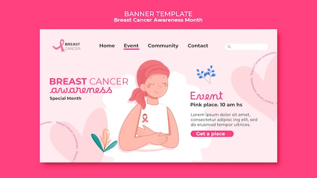 PSD gratuito pagina di destinazione del mese di sensibilizzazione sul cancro al seno