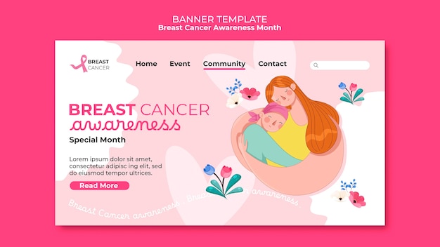 PSD gratuito pagina di destinazione del mese di sensibilizzazione sul cancro al seno