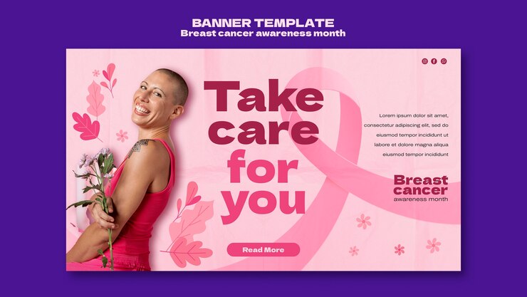 Free PSD breast cancer awareness month landing page