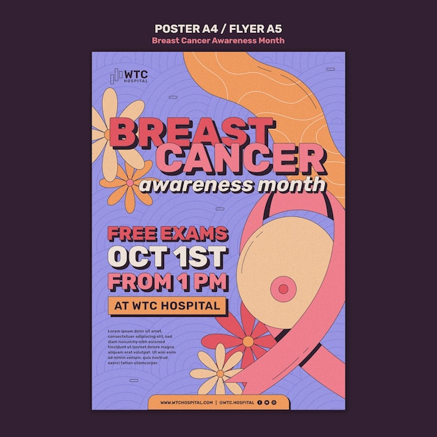 Free PSD breast cancer awareness month poster template