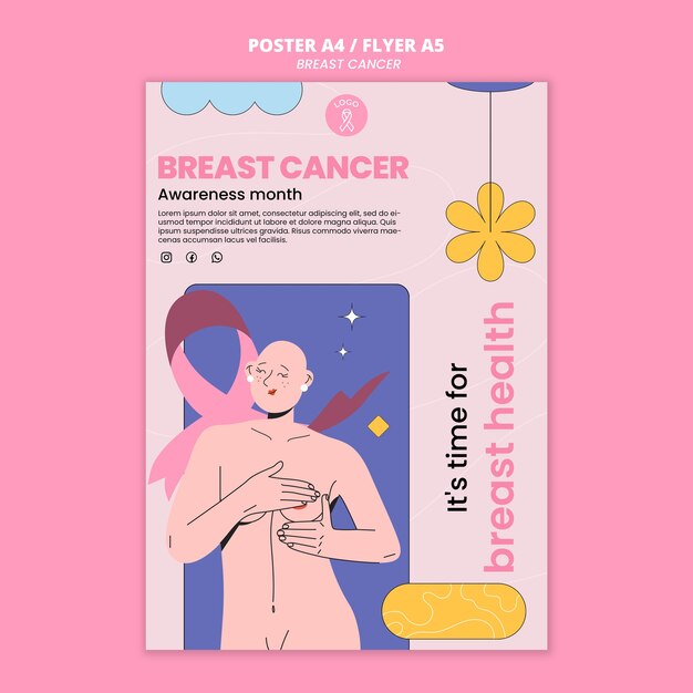 Breast cancer awareness month poster template