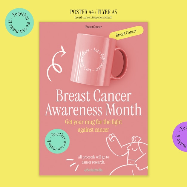 무료 PSD 유방암 인식의 달 포스터 템플릿