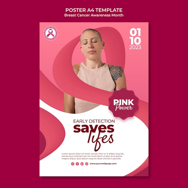 Free PSD breast cancer awareness month poster template