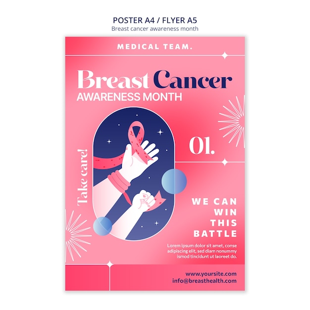 Modello di poster del mese di consapevolezza del cancro al seno