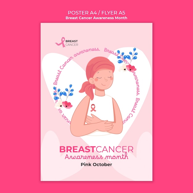 Breast cancer awareness month poster template