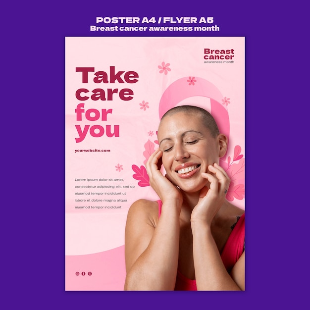 Free PSD breast cancer awareness month poster template