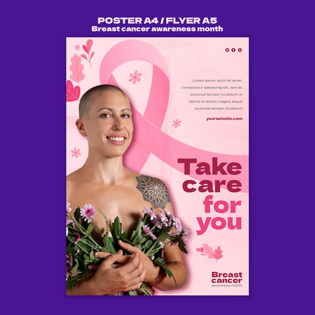 Breast cancer awareness month poster template