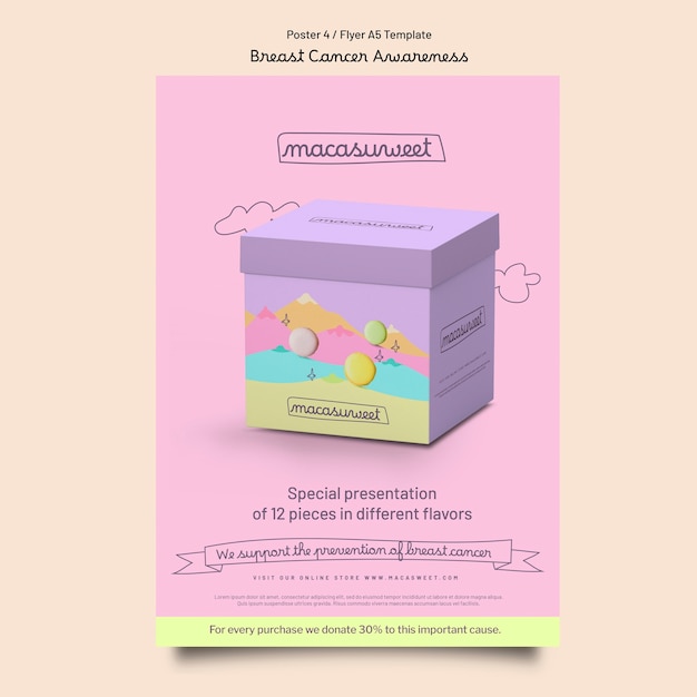 PSD gratuito modello di poster del mese di consapevolezza del cancro al seno