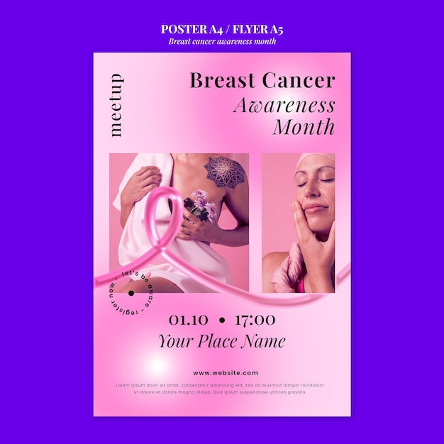 Free PSD breast cancer awareness month poster template