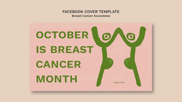 Modello di copertina dei social media del mese di consapevolezza del cancro al seno con figure femminili astratte