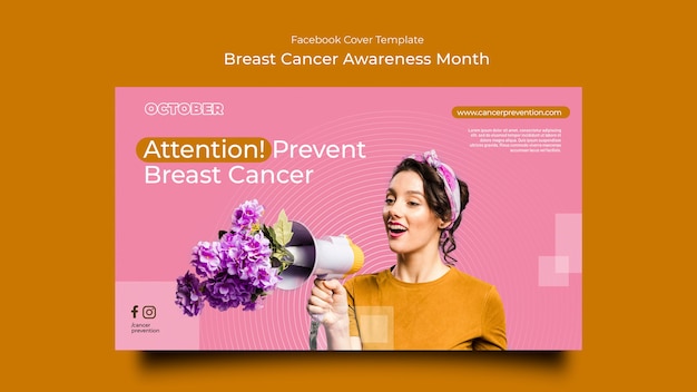 Modello di copertina dei social media del mese di consapevolezza del cancro al seno