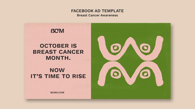 Breast cancer awareness month social media promo template with abstract female figures