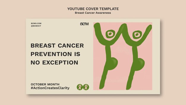 Breast cancer awareness month youtube cover template with abstract female figures
