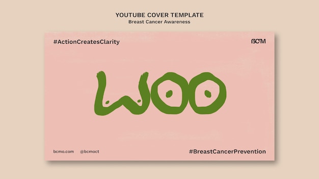 Free PSD breast cancer awareness month youtube cover template with abstract female figures