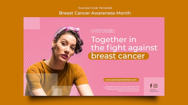 Free PSD breast cancer awareness month youtube cover template