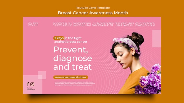 Free PSD breast cancer awareness month youtube cover template