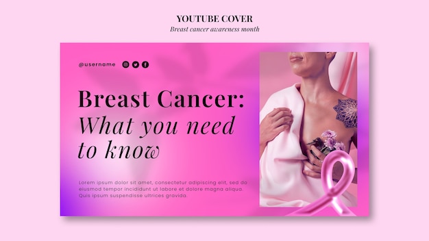 PSD gratuito copertina di youtube del mese di sensibilizzazione sul cancro al seno