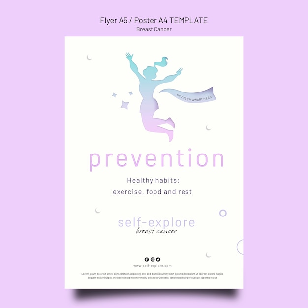 Free PSD breast cancer awareness vertical print template