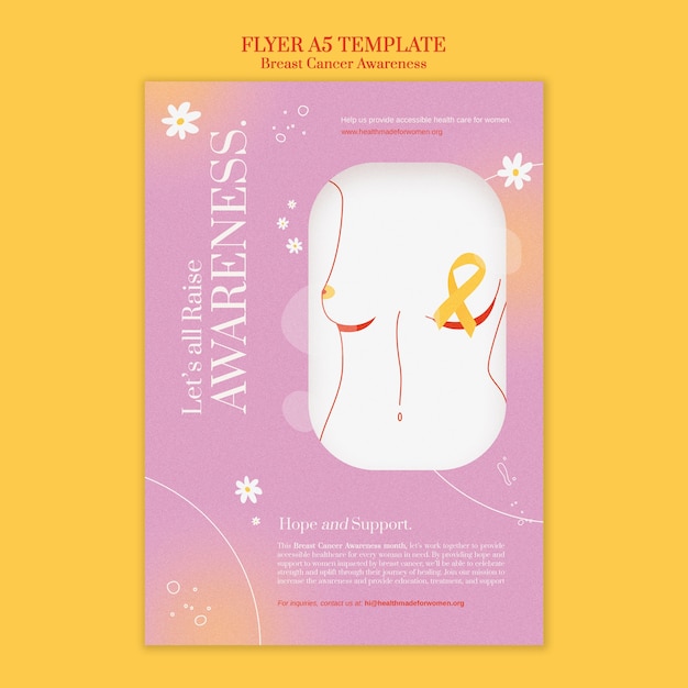 Breast cancer awareness vertical print template