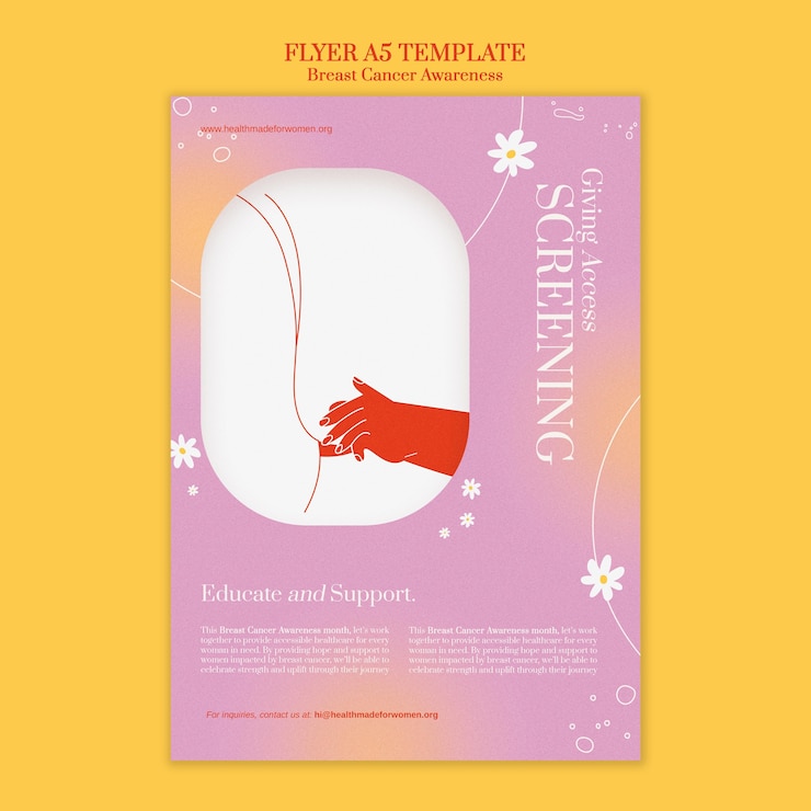 Free PSD breast cancer awareness vertical print template