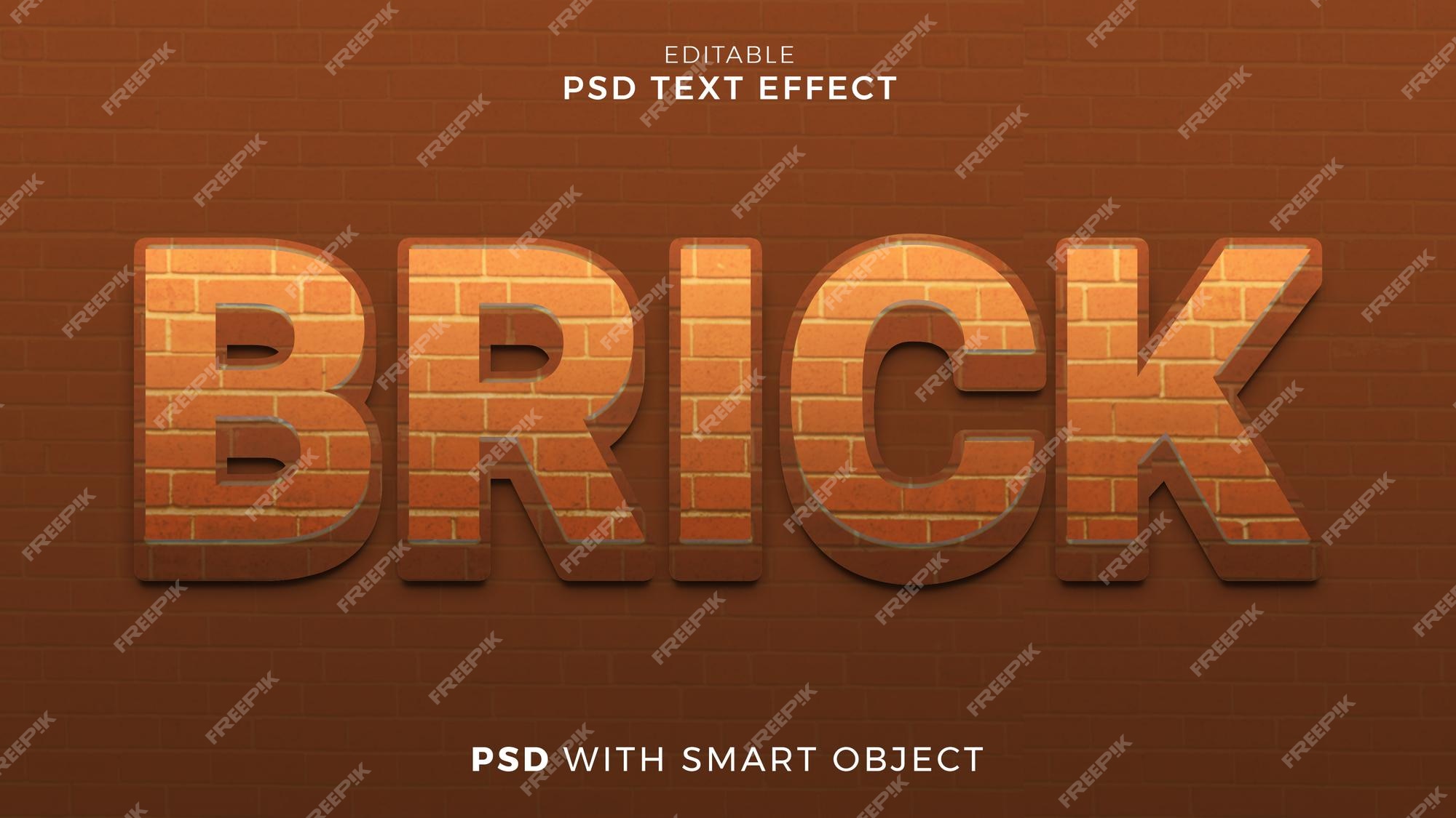 Premium PSD | Brick text effect font style editable template