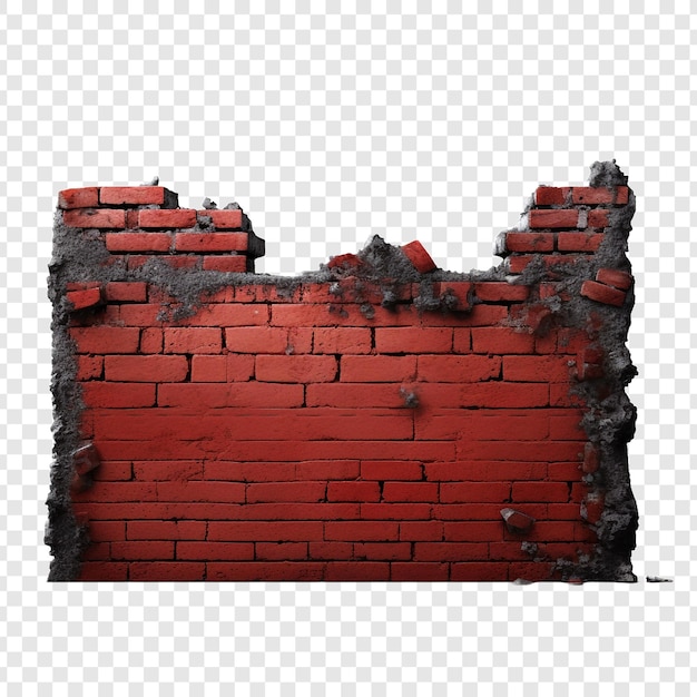 Бесплатный PSD Кирпичная стена и открытый разрыв изолированы на прозрачном фоне