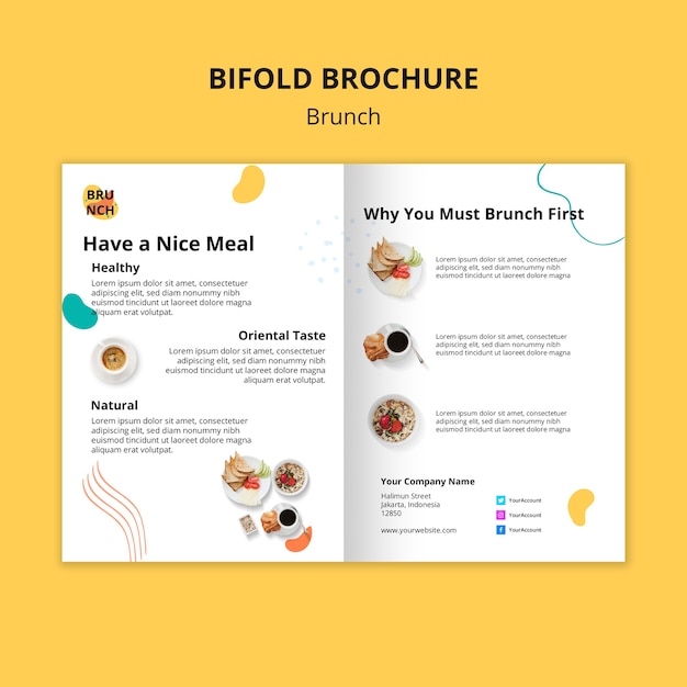 PSD gratuito modello dell'opuscolo per il brunch