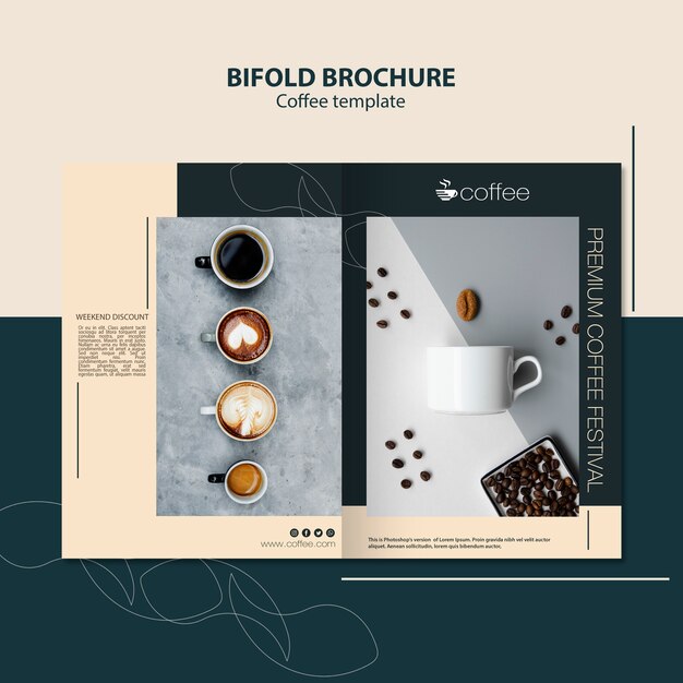 Brochure template theme with coffee