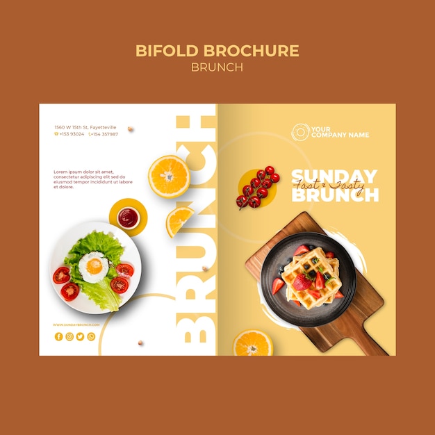 PSD gratuito modello dell'opuscolo con il tema del brunch