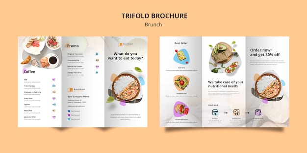 PSD gratuito modello dell'opuscolo con il tema del brunch