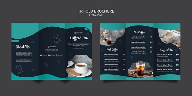 Free PSD brochure template with coffee concept