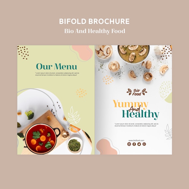 Brochure template with healthy food concept