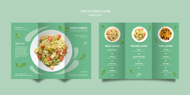 Brochure template with italian food concept