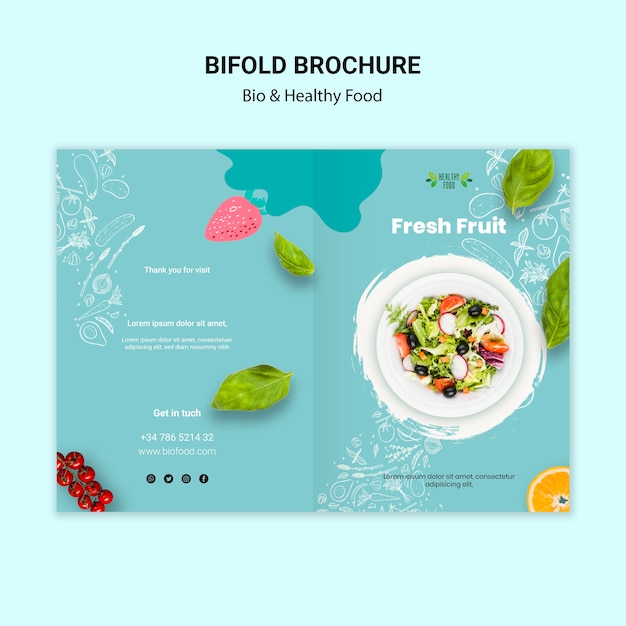 Free PSD brochure with healthy food concept