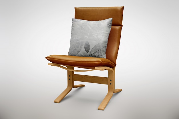 無料PSD 茶色の椅子をモックアップ