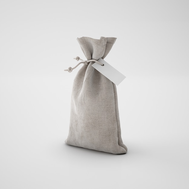 Free PSD brown sack with paper tag