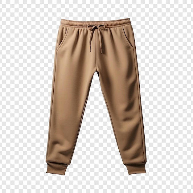 Brown sweatpants for sports isolated on transparent background