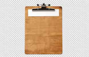 Free PSD brown wood paper clipboard isolated on background