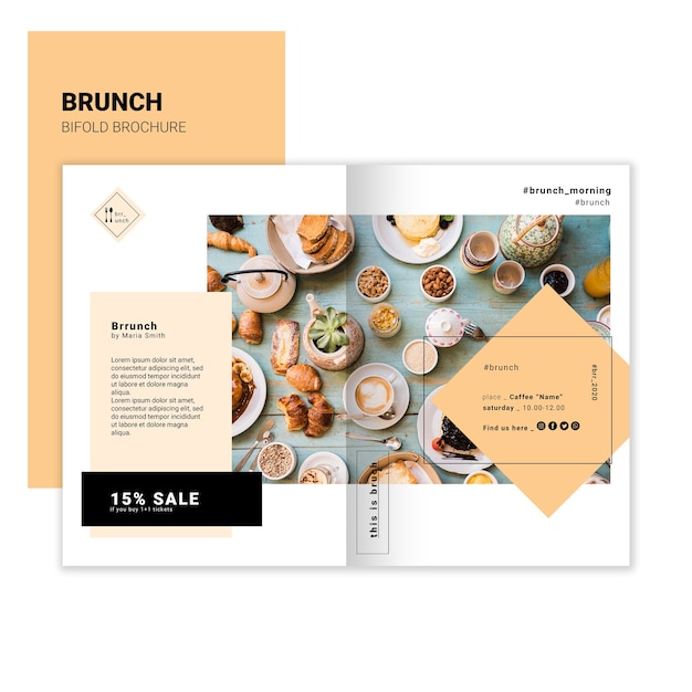 PSD gratuito modello di brochure bifold brunch