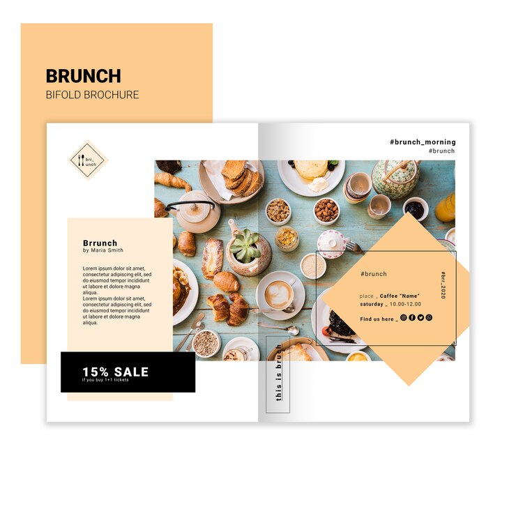 無料PSD ブランチ2つ折りパンフレットテンプレート
