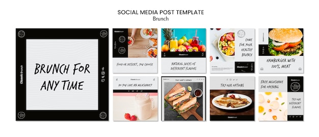 PSD gratuito modello di post social media concetto di brunch