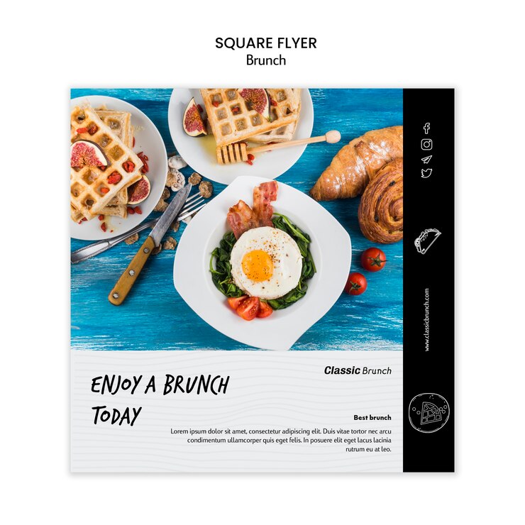 Free PSD brunch concept square flyer template