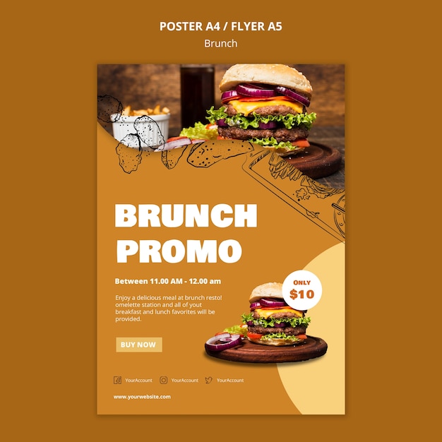 PSD gratuito modello del manifesto del brunch