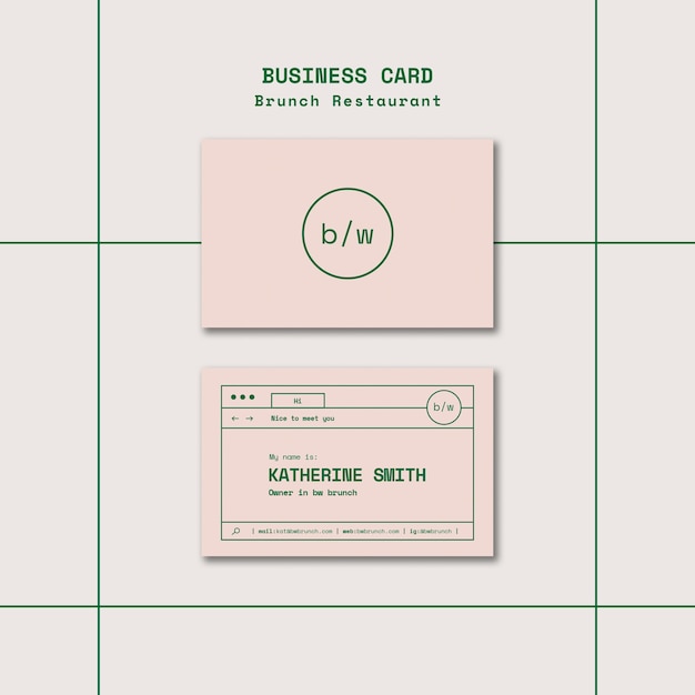 Brunch restaurant business card template set