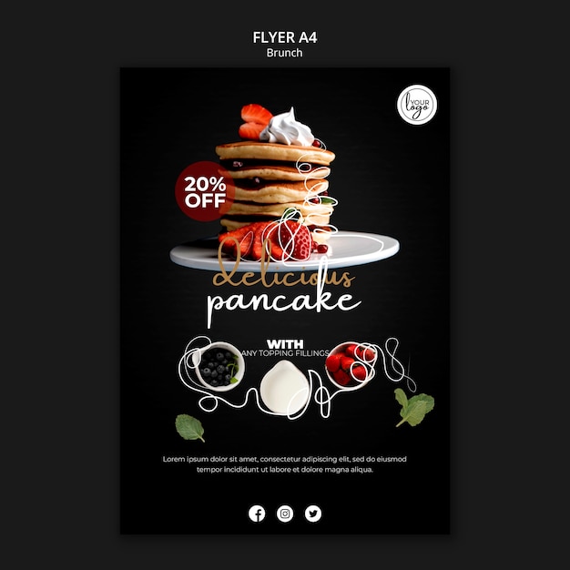 Free PSD brunch restaurant design flyer template