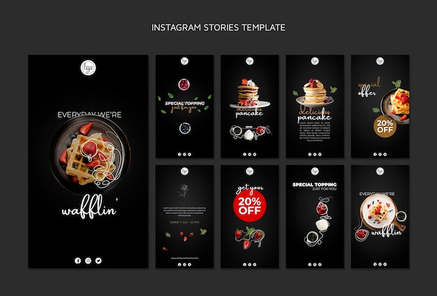 PSD gratuito storie di instagram di design del ristorante brunch