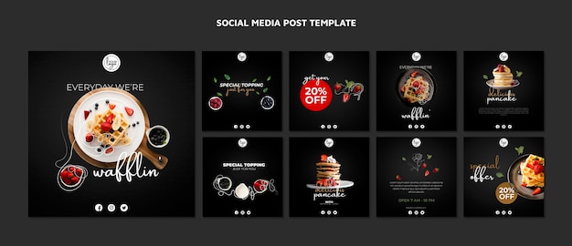 PSD gratuito post di social media sul design del ristorante brunch