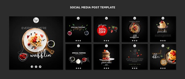 브런치 레스토랑 디자인 소셜 미디어 게시물