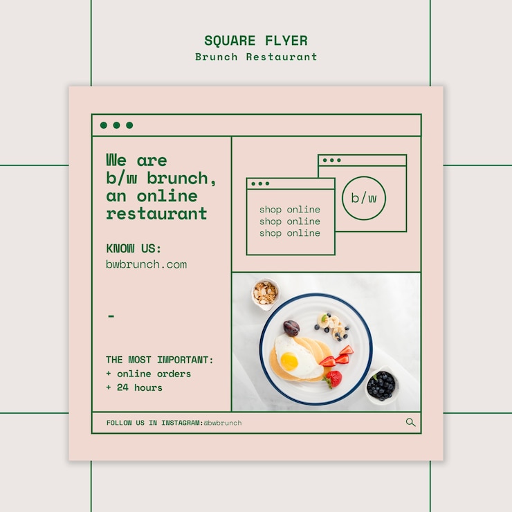 Free PSD brunch restaurant square flyer template